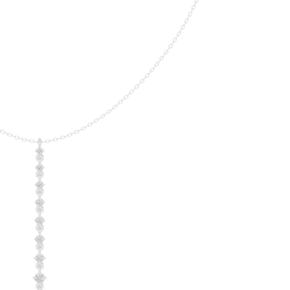 0.63ctw Solid Gold Vertical Bar Round Diamond Line Drop Pendant Necklace
