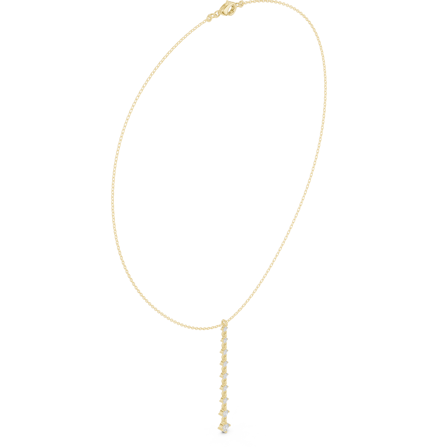0.63ctw Solid Gold Vertical Bar Round Diamond Line Drop Pendant Necklace