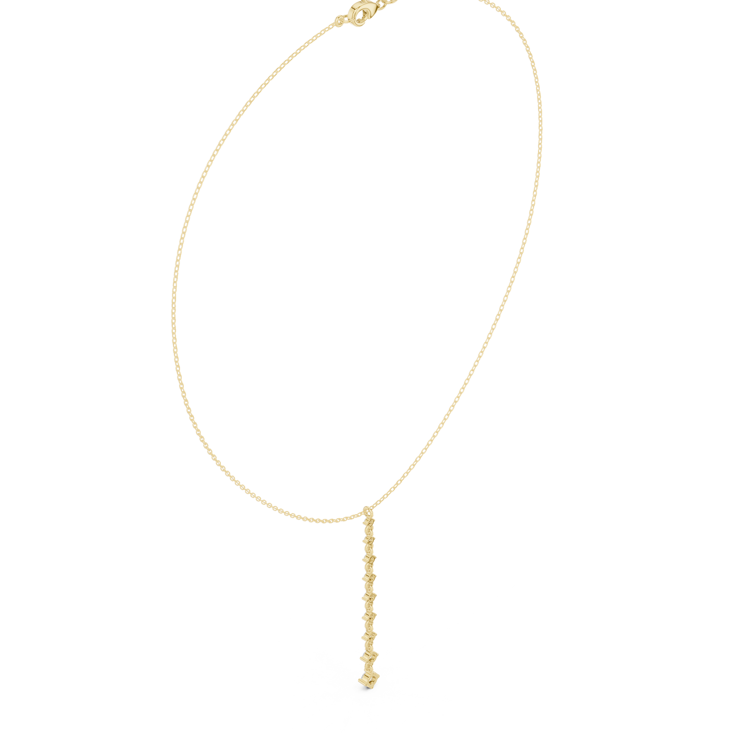 0.63ctw Solid Gold Vertical Bar Round Diamond Line Drop Pendant Necklace