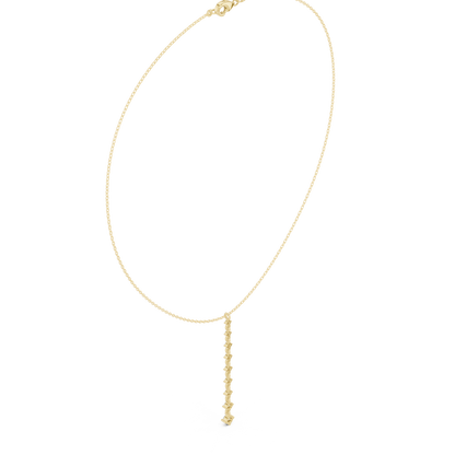 0.63ctw Solid Gold Vertical Bar Round Diamond Line Drop Pendant Necklace