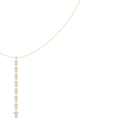 0.63ctw Solid Gold Vertical Bar Round Diamond Line Drop Pendant Necklace