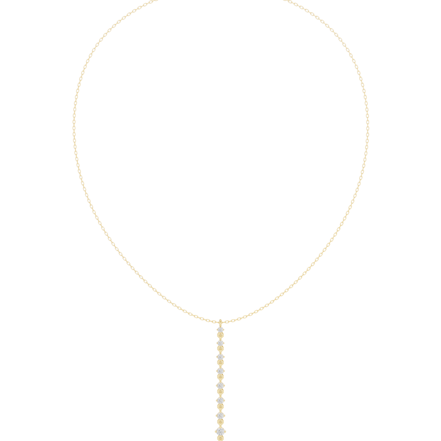 0.63ctw Solid Gold Vertical Bar Round Diamond Line Drop Pendant Necklace