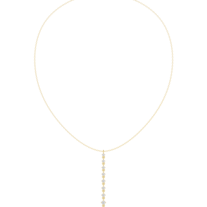 0.63ctw Solid Gold Vertical Bar Round Diamond Line Drop Pendant Necklace