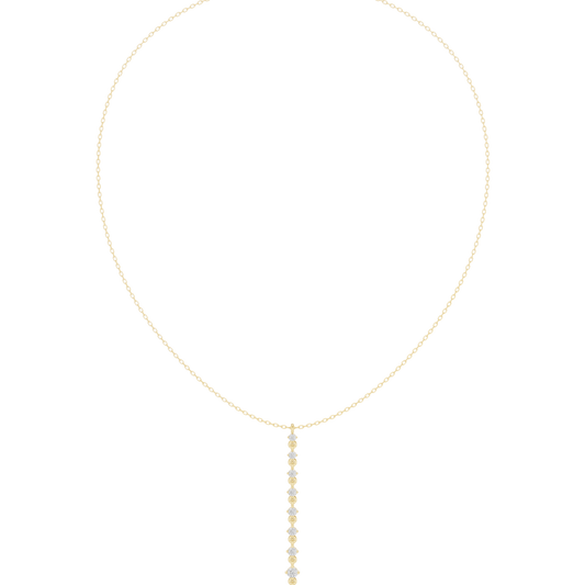 0.63ctw Solid Gold Vertical Bar Round Diamond Line Drop Pendant Necklace