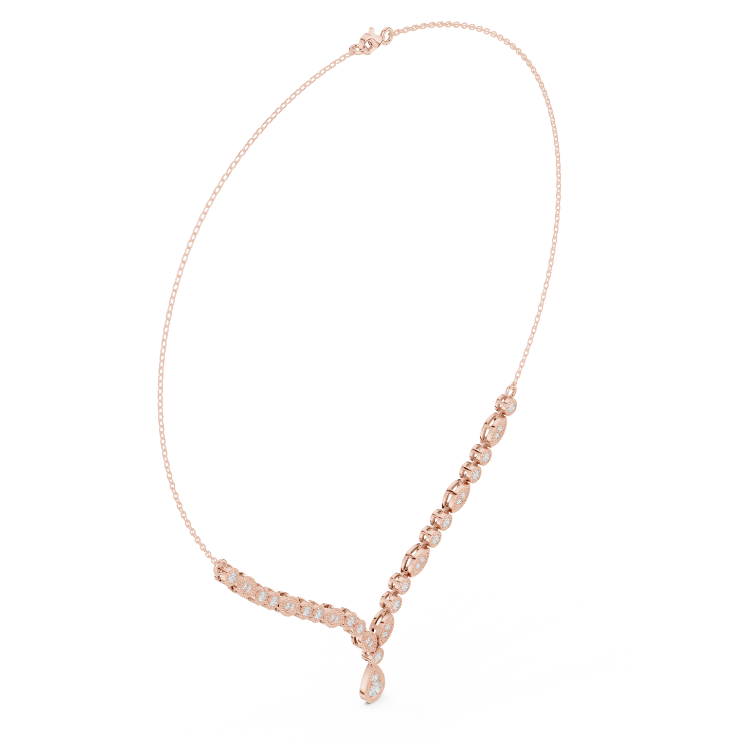 1.14ctw Yellow Gold Vintage Milgrain Marquise Necklace with Pear Drop