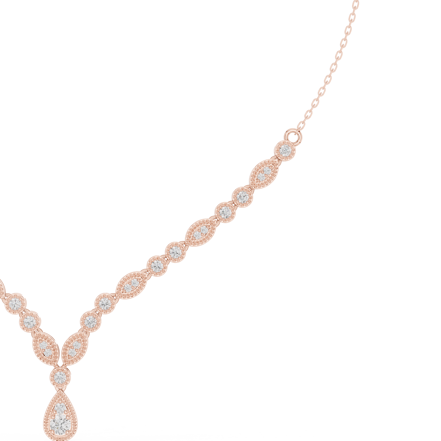 1.14ctw Yellow Gold Vintage Milgrain Marquise Necklace with Pear Drop