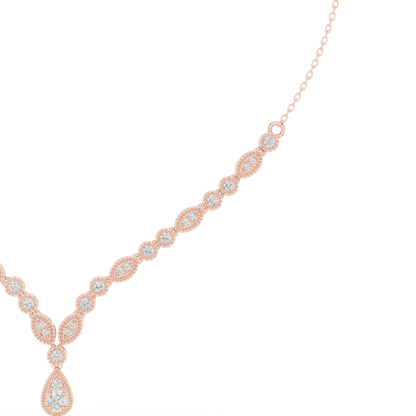1.14ctw Yellow Gold Vintage Milgrain Marquise Necklace with Pear Drop