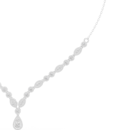 1.14ctw Yellow Gold Vintage Milgrain Marquise Necklace with Pear Drop