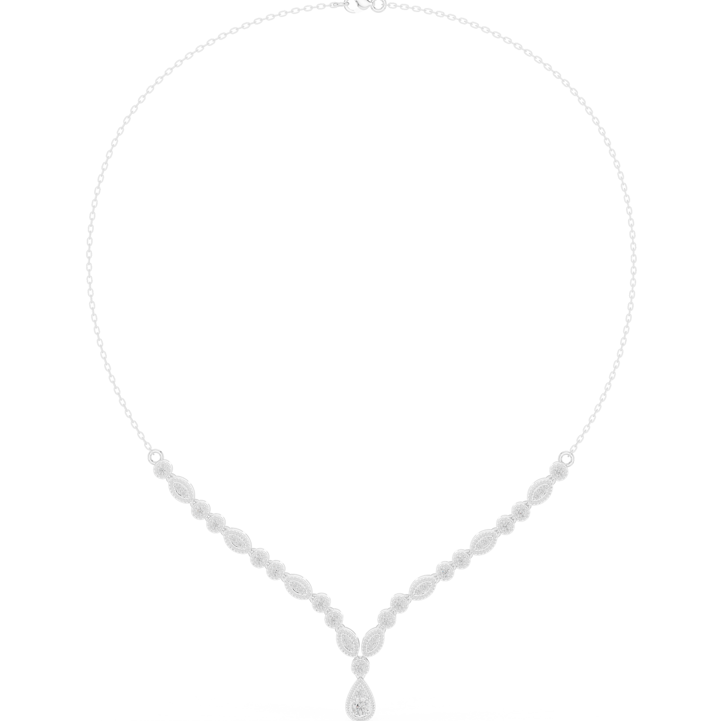 1.14ctw Yellow Gold Vintage Milgrain Marquise Necklace with Pear Drop