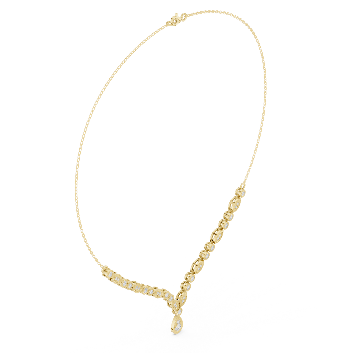 1.14ctw Yellow Gold Vintage Milgrain Marquise Necklace with Pear Drop