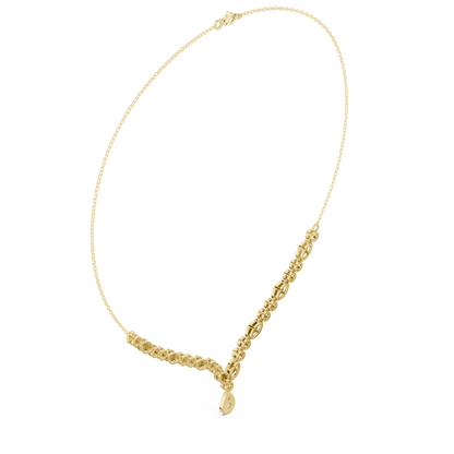 1.14ctw Yellow Gold Vintage Milgrain Marquise Necklace with Pear Drop