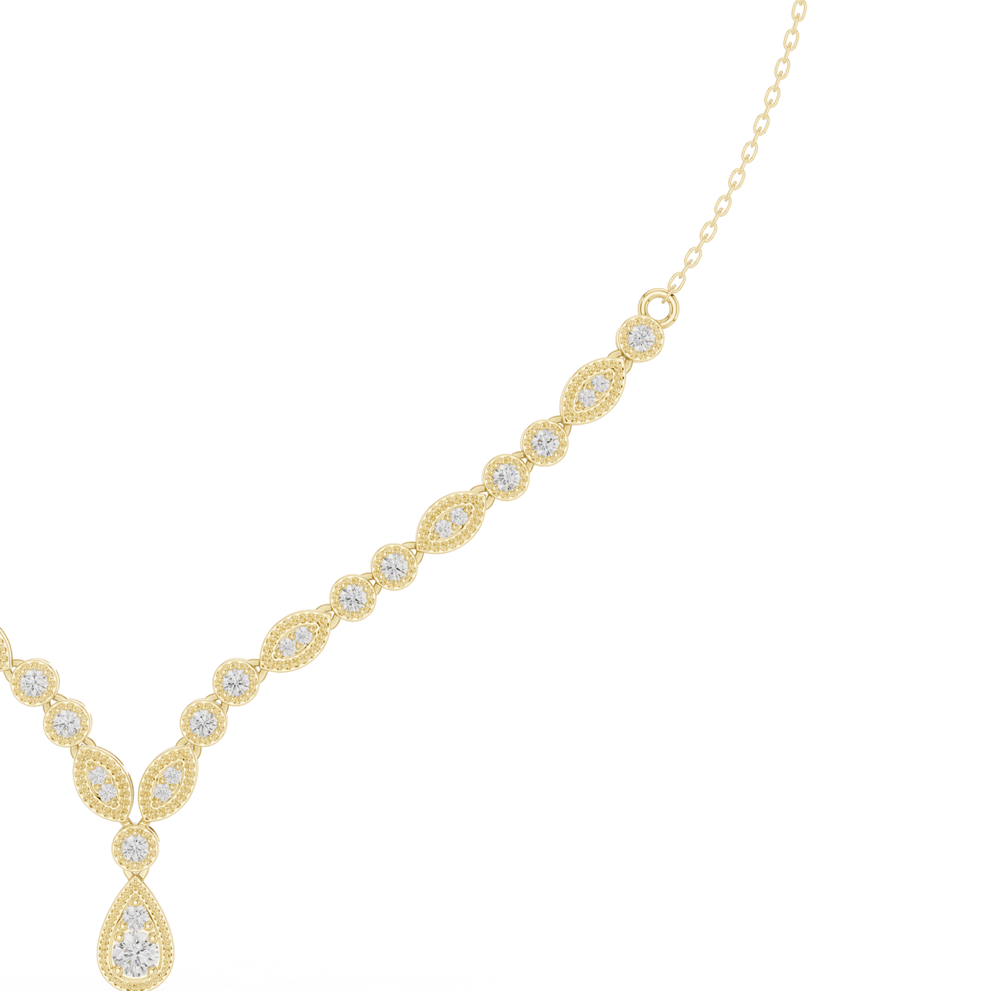 1.14ctw Yellow Gold Vintage Milgrain Marquise Necklace with Pear Drop