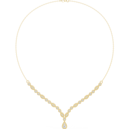 1.14ctw Yellow Gold Vintage Milgrain Marquise Necklace with Pear Drop