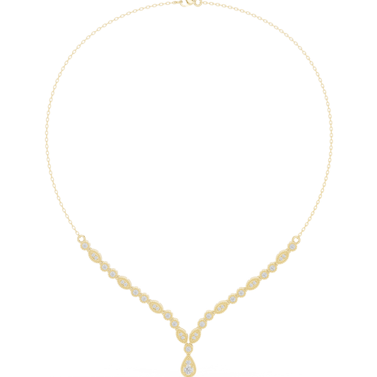 1.14ctw Yellow Gold Vintage Milgrain Marquise Necklace with Pear Drop