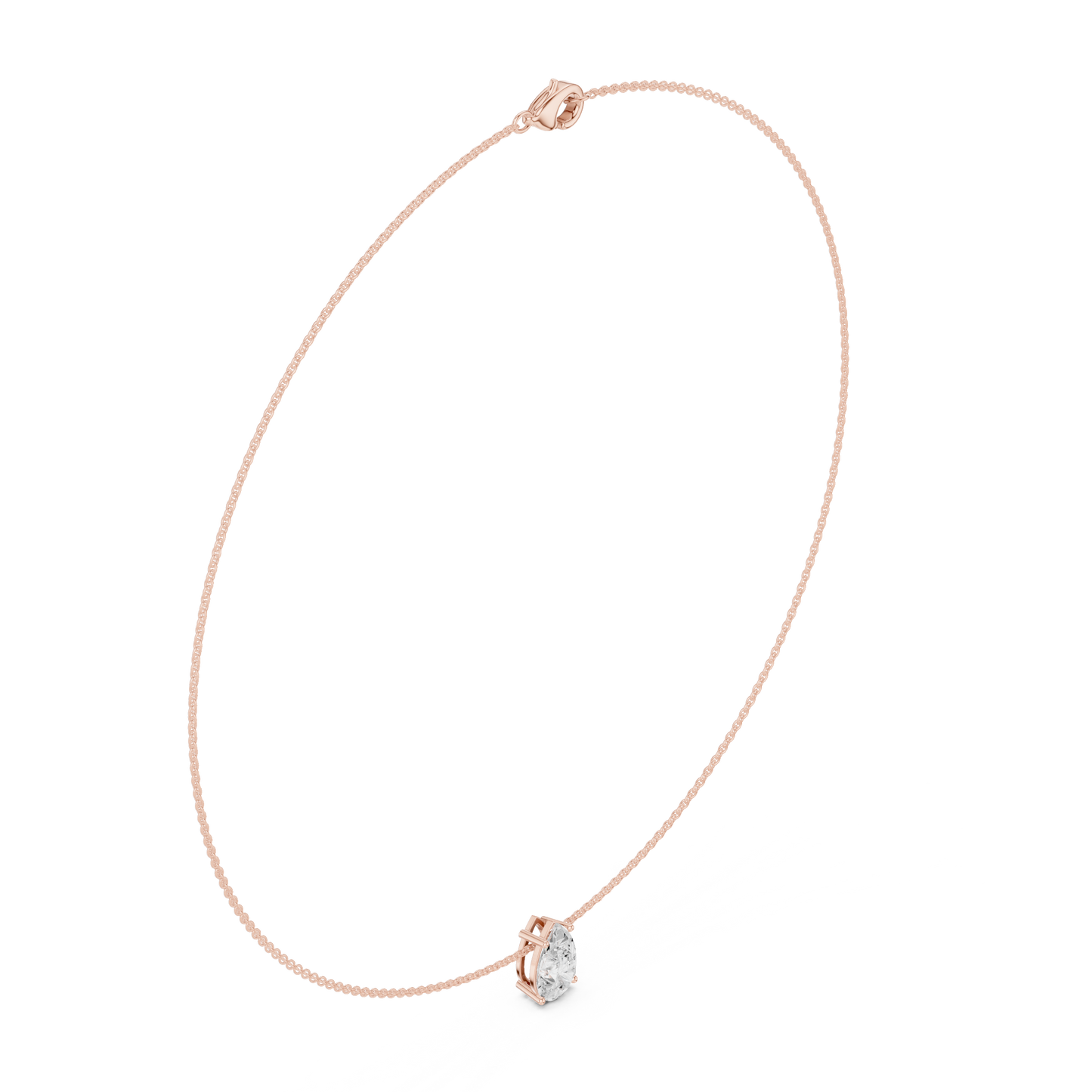 3.07ctw Solid Gold Floating Pear Cut Diamond Teardrop Solitaire Pendent