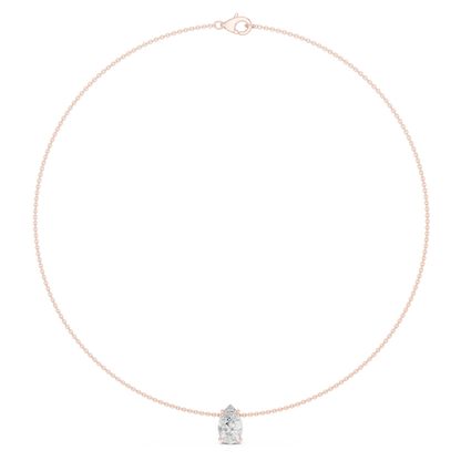 3.07ctw Solid Gold Floating Pear Cut Diamond Teardrop Solitaire Pendent