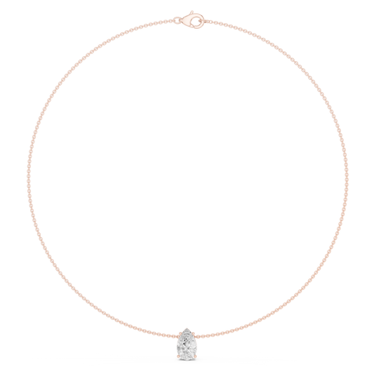 3.07ctw Solid Gold Floating Pear Cut Diamond Teardrop Solitaire Pendent