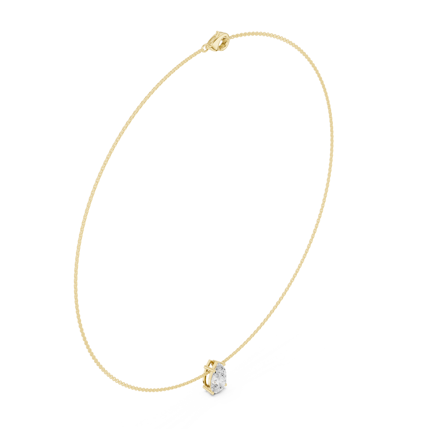 3.07ctw Solid Gold Floating Pear Cut Diamond Teardrop Solitaire Pendent