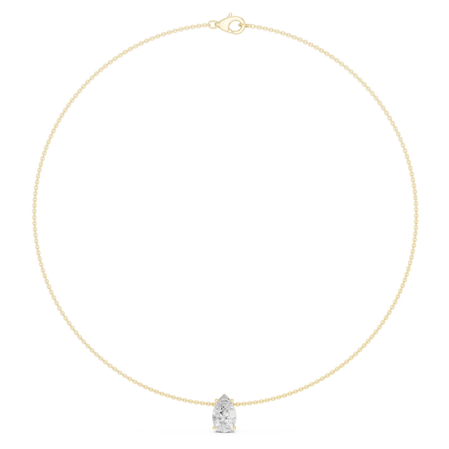 3.07ctw Solid Gold Floating Pear Cut Diamond Teardrop Solitaire Pendent