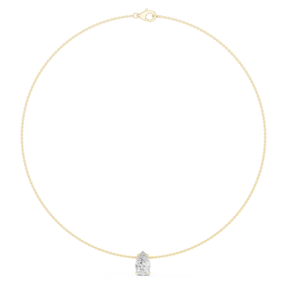 3.07ctw Solid Gold Floating Pear Cut Diamond Teardrop Solitaire Pendent