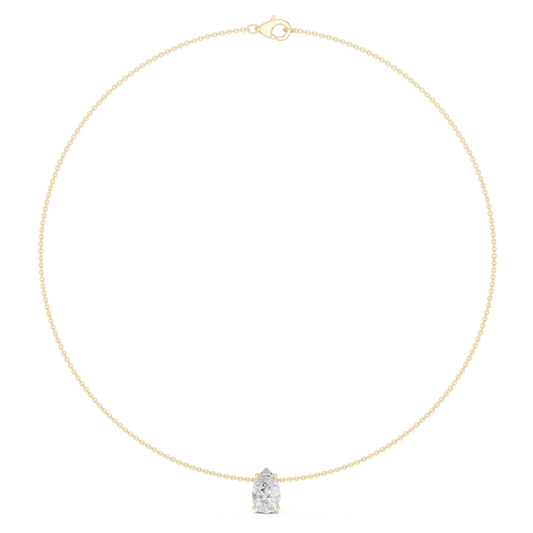 3.07ctw Solid Gold Floating Pear Cut Diamond Teardrop Solitaire Pendent