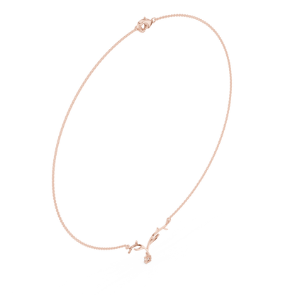 0.24ctw Solid Gold Deer Antler Pendant Round Diamond Solitaire Drop Necklace