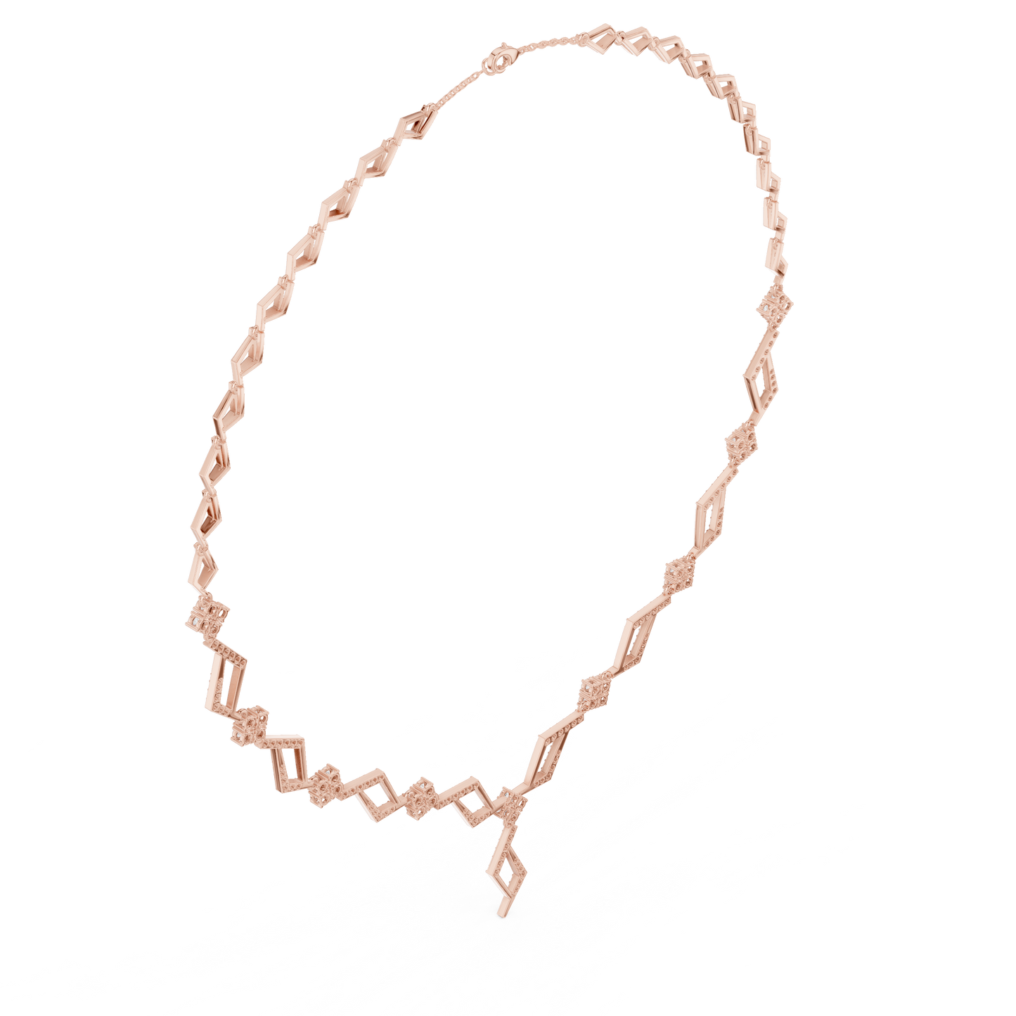 2.95ctw Solid Gold Geometric Rhombus Diamond Cluster Y-Necklace