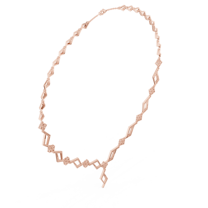 2.95ctw Solid Gold Geometric Rhombus Diamond Cluster Y-Necklace