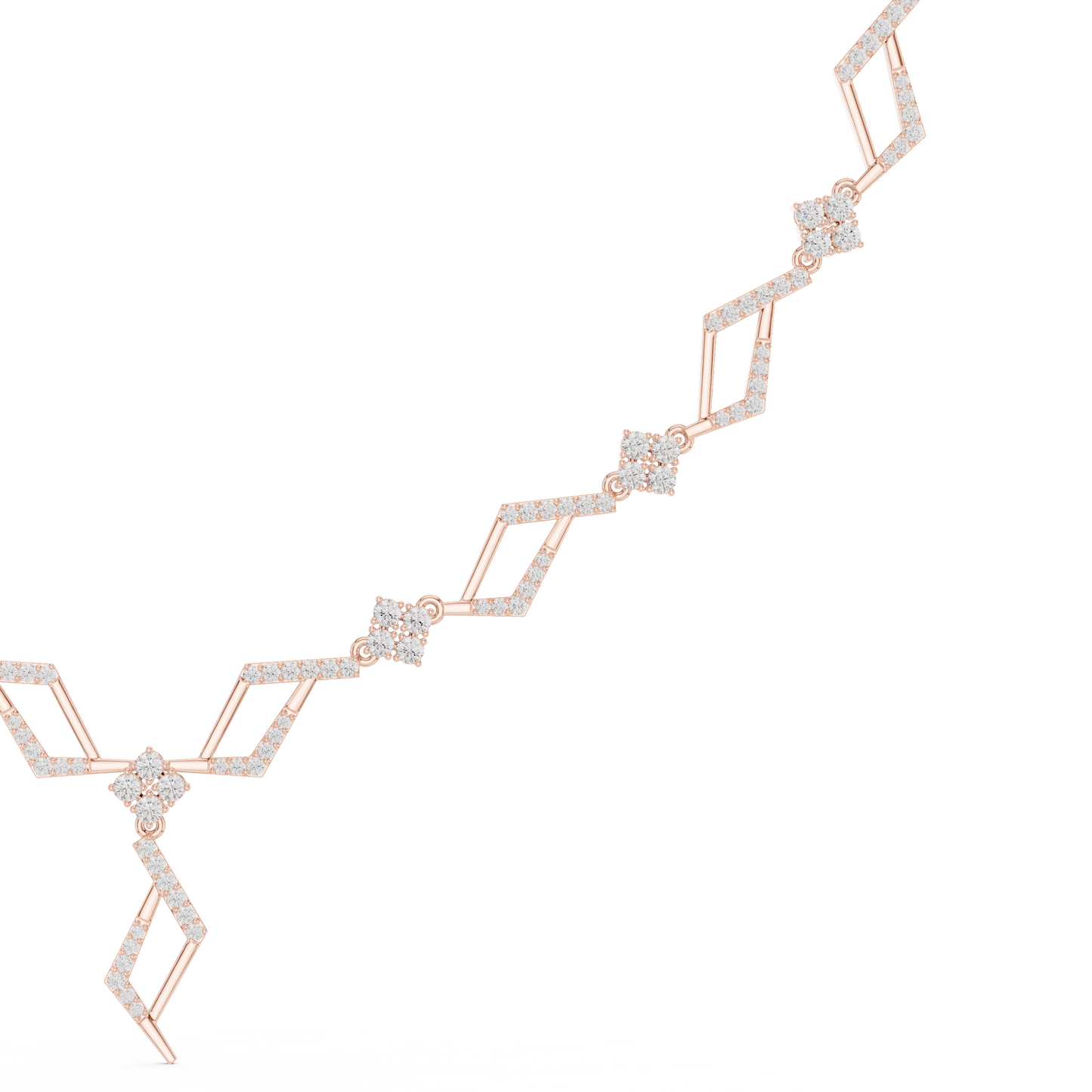 2.95ctw Solid Gold Geometric Rhombus Diamond Cluster Y-Necklace