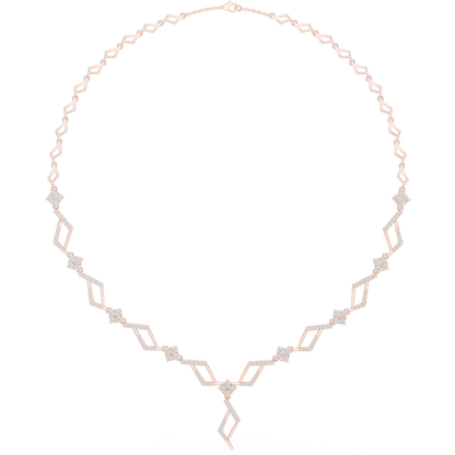 2.95ctw Solid Gold Geometric Rhombus Diamond Cluster Y-Necklace