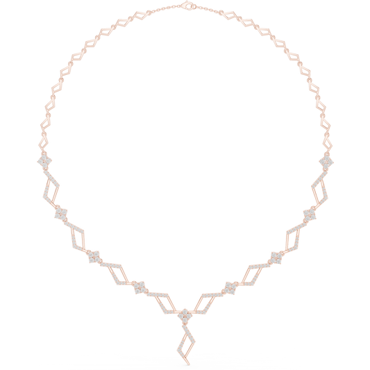 2.95ctw Solid Gold Geometric Rhombus Diamond Cluster Y-Necklace