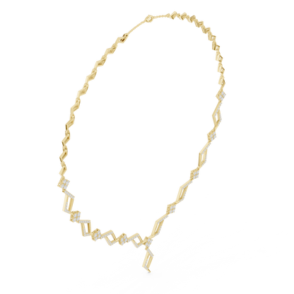 2.95ctw Solid Gold Geometric Rhombus Diamond Cluster Y-Necklace