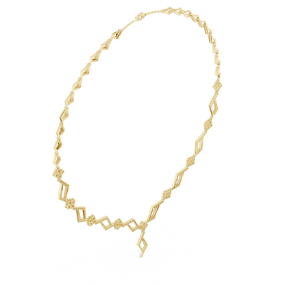 2.95ctw Solid Gold Geometric Rhombus Diamond Cluster Y-Necklace