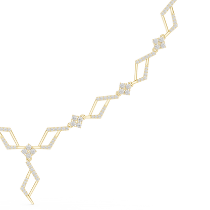 2.95ctw Solid Gold Geometric Rhombus Diamond Cluster Y-Necklace