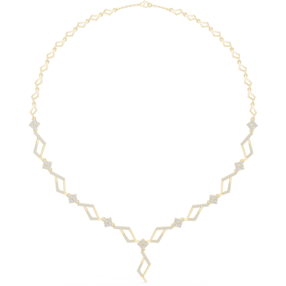 2.95ctw Solid Gold Geometric Rhombus Diamond Cluster Y-Necklace