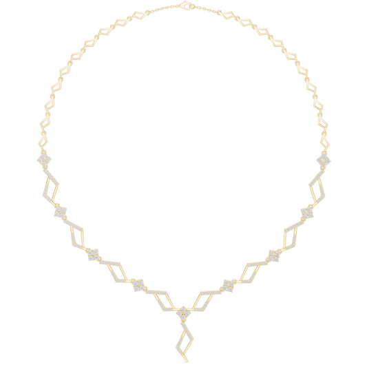 2.95ctw Solid Gold Geometric Rhombus Diamond Cluster Y-Necklace