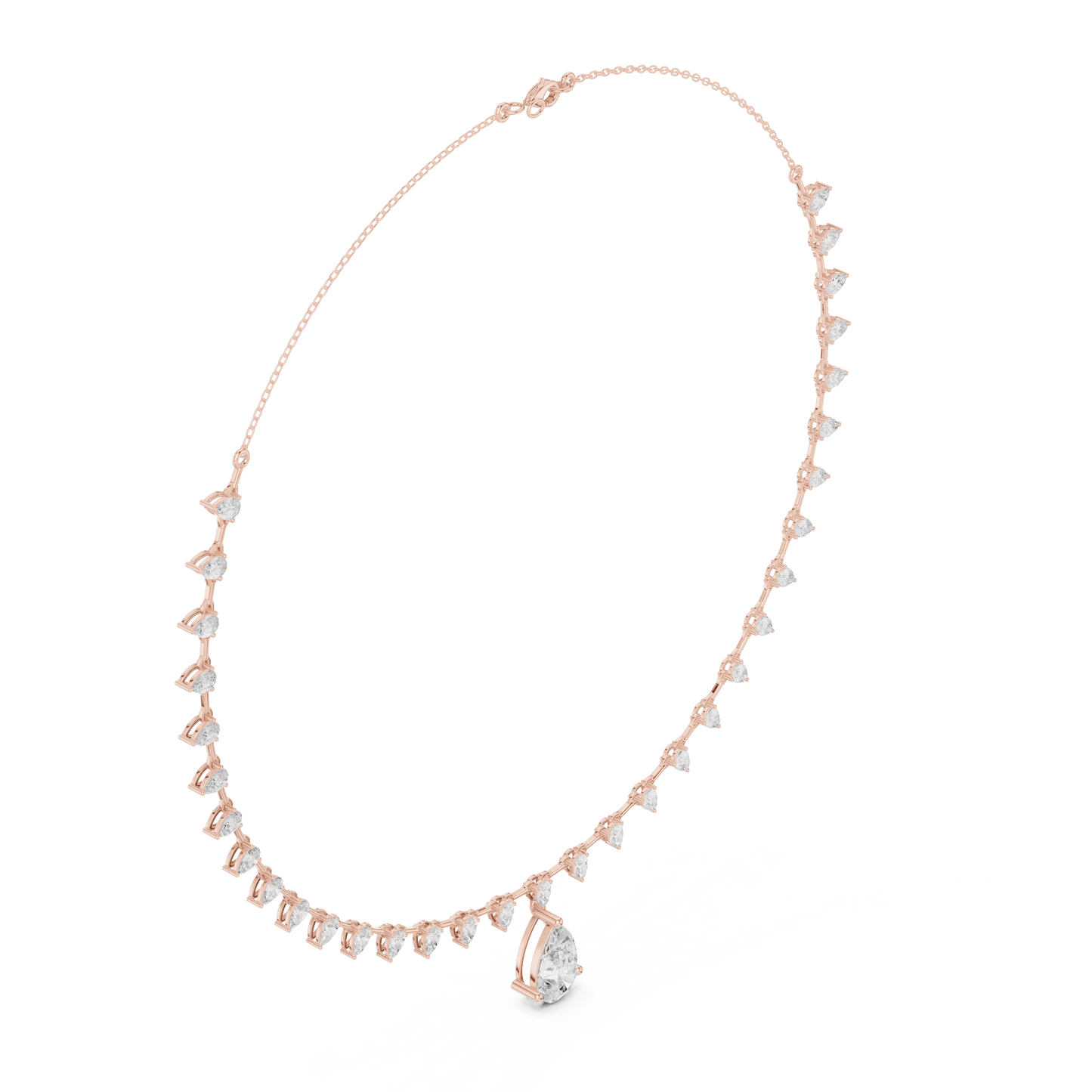 9.02ctw Solid Gold Pear Cut Diamond Drop Fringe Necklace | Luxury Teardrop Choker