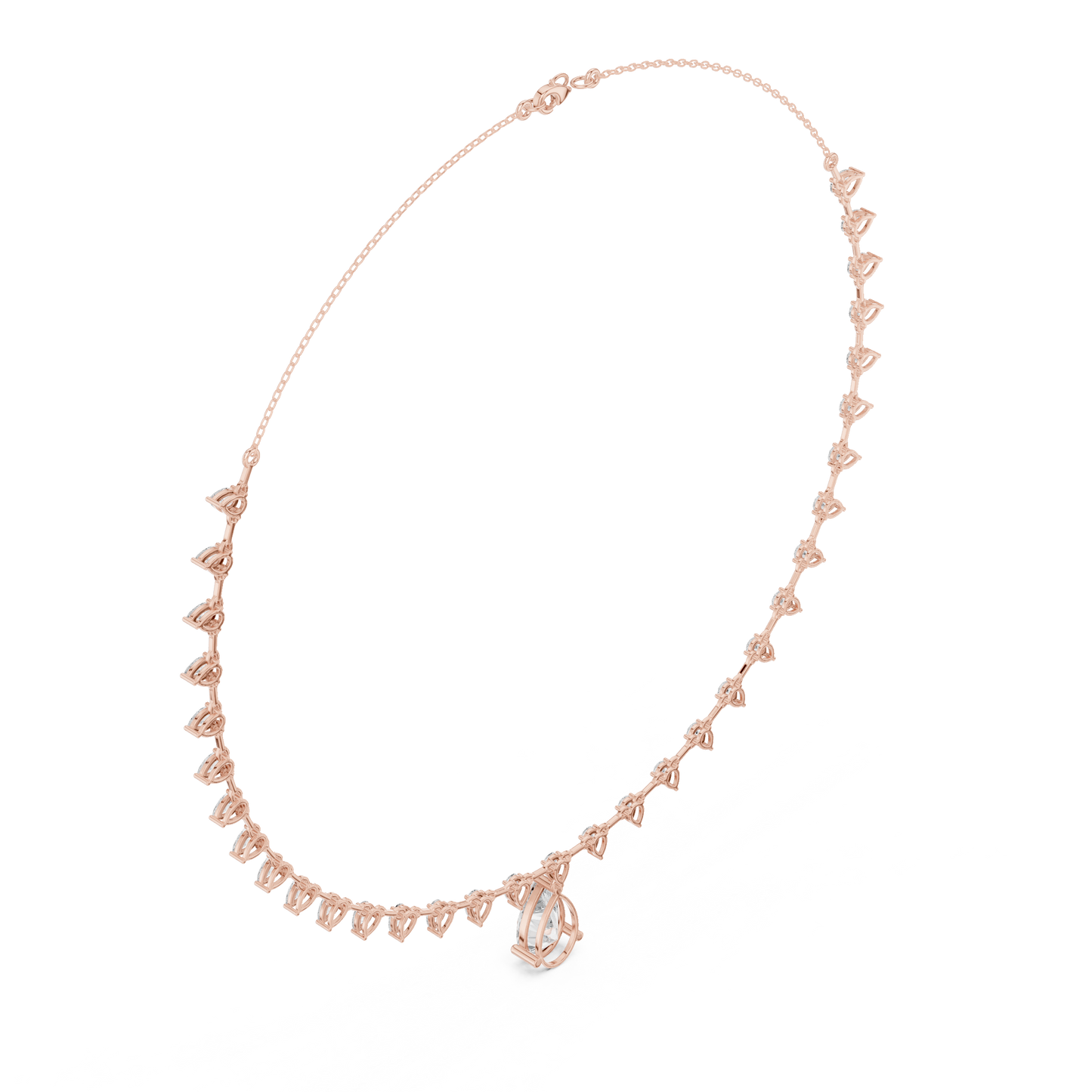 9.02ctw Solid Gold Pear Cut Diamond Drop Fringe Necklace | Luxury Teardrop Choker