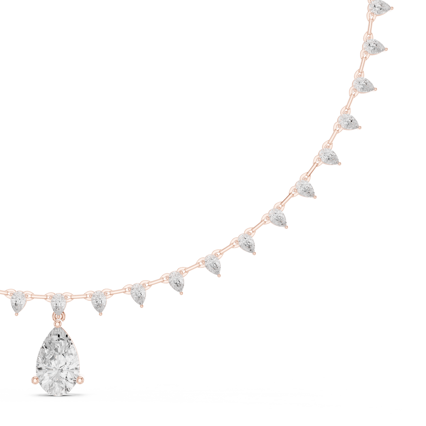 9.02ctw Solid Gold Pear Cut Diamond Drop Fringe Necklace | Luxury Teardrop Choker