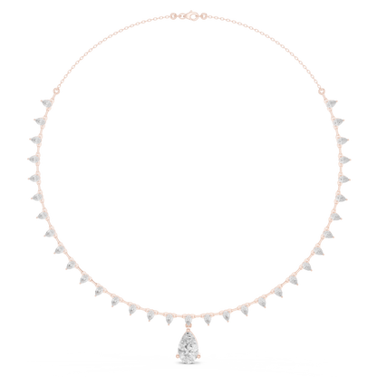 9.02ctw Solid Gold Pear Cut Diamond Drop Fringe Necklace | Luxury Teardrop Choker