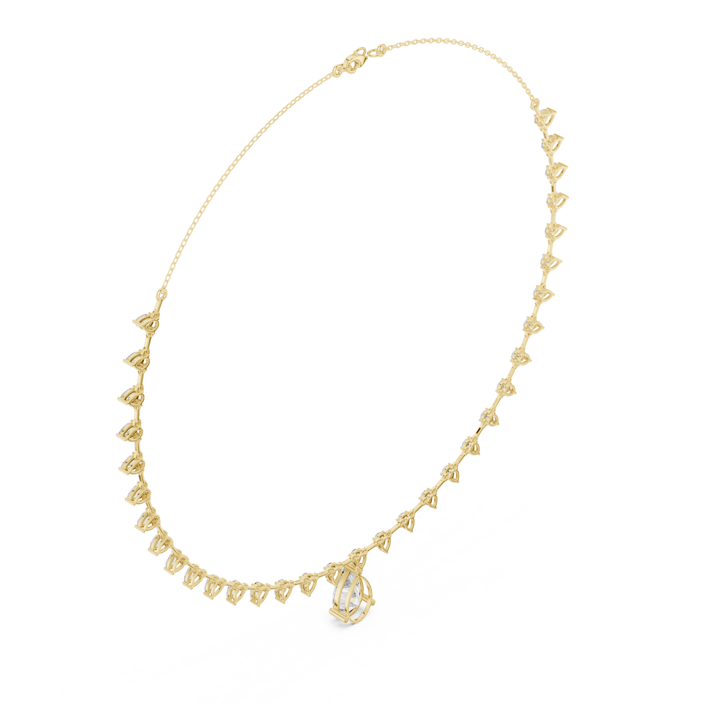 9.02ctw Solid Gold Pear Cut Diamond Drop Fringe Necklace | Luxury Teardrop Choker