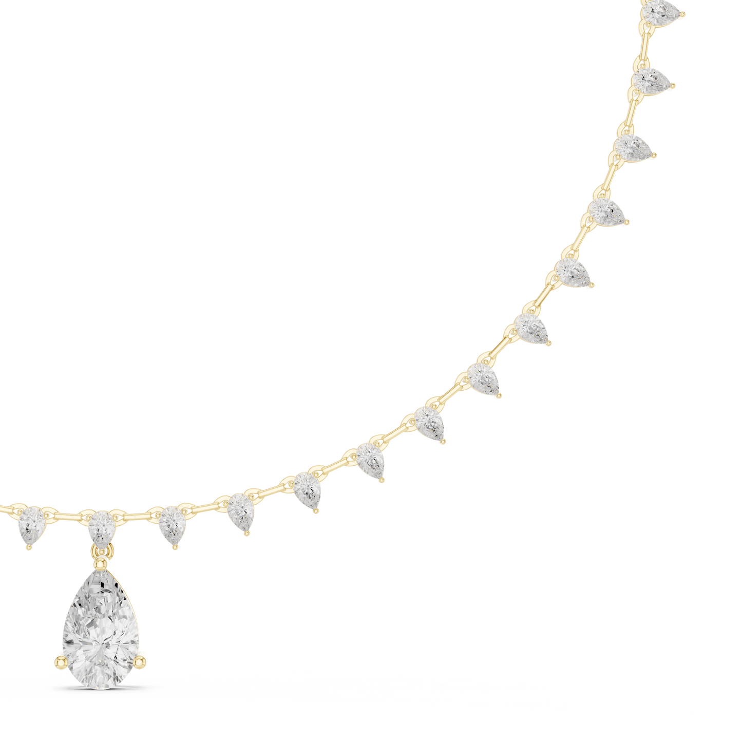 9.02ctw Solid Gold Pear Cut Diamond Drop Fringe Necklace | Luxury Teardrop Choker