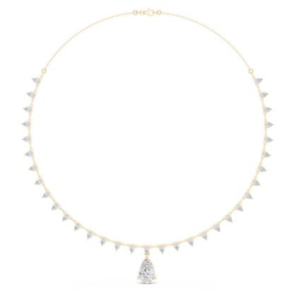 9.02ctw Solid Gold Pear Cut Diamond Drop Fringe Necklace | Luxury Teardrop Choker