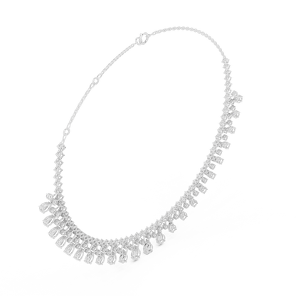 13.54ctw Solid Gold Pear Cut Diamond Fringe Necklace | Luxury Chandelier Choker