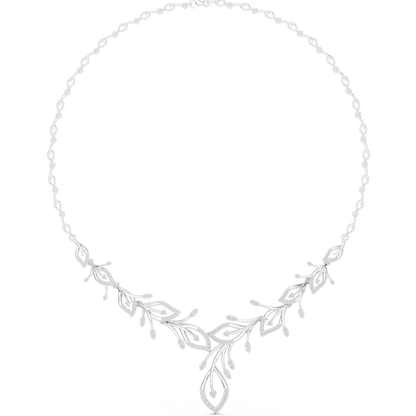2.37ctw Yellow Gold Diamond Vine Necklace | Leaf Pendant Floral Bridal Jewelry