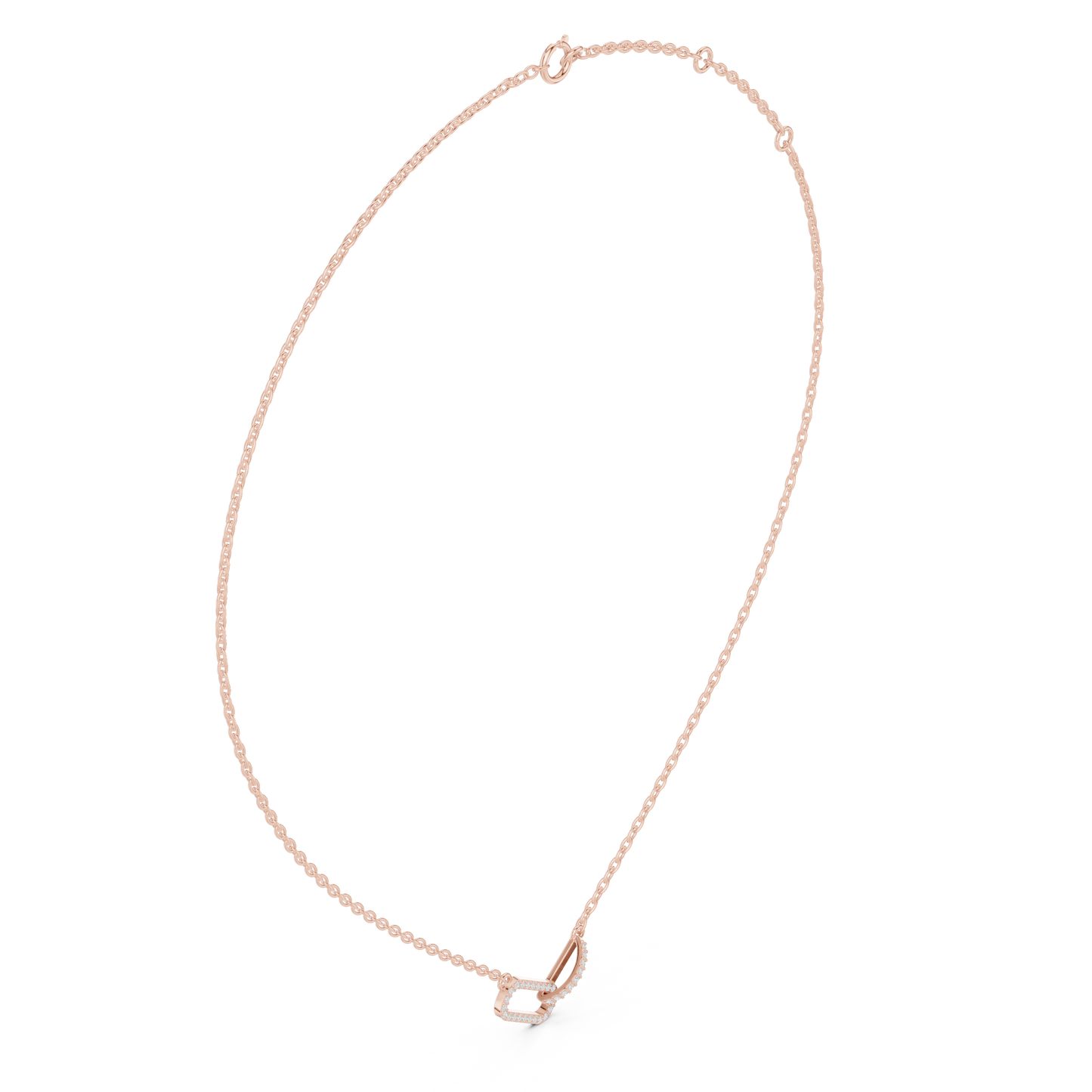 0.3ctw Solid Gold Interlocking Paperclip Link Pendant Diamond Necklace