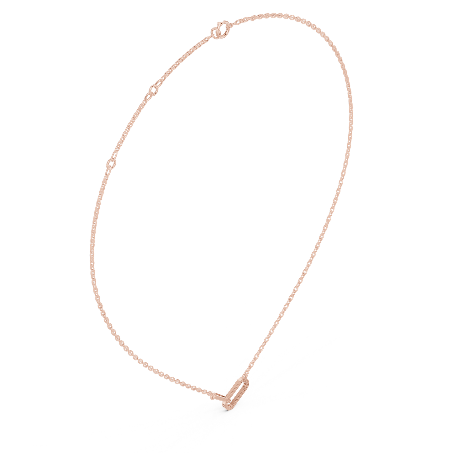 0.3ctw Solid Gold Interlocking Paperclip Link Pendant Diamond Necklace