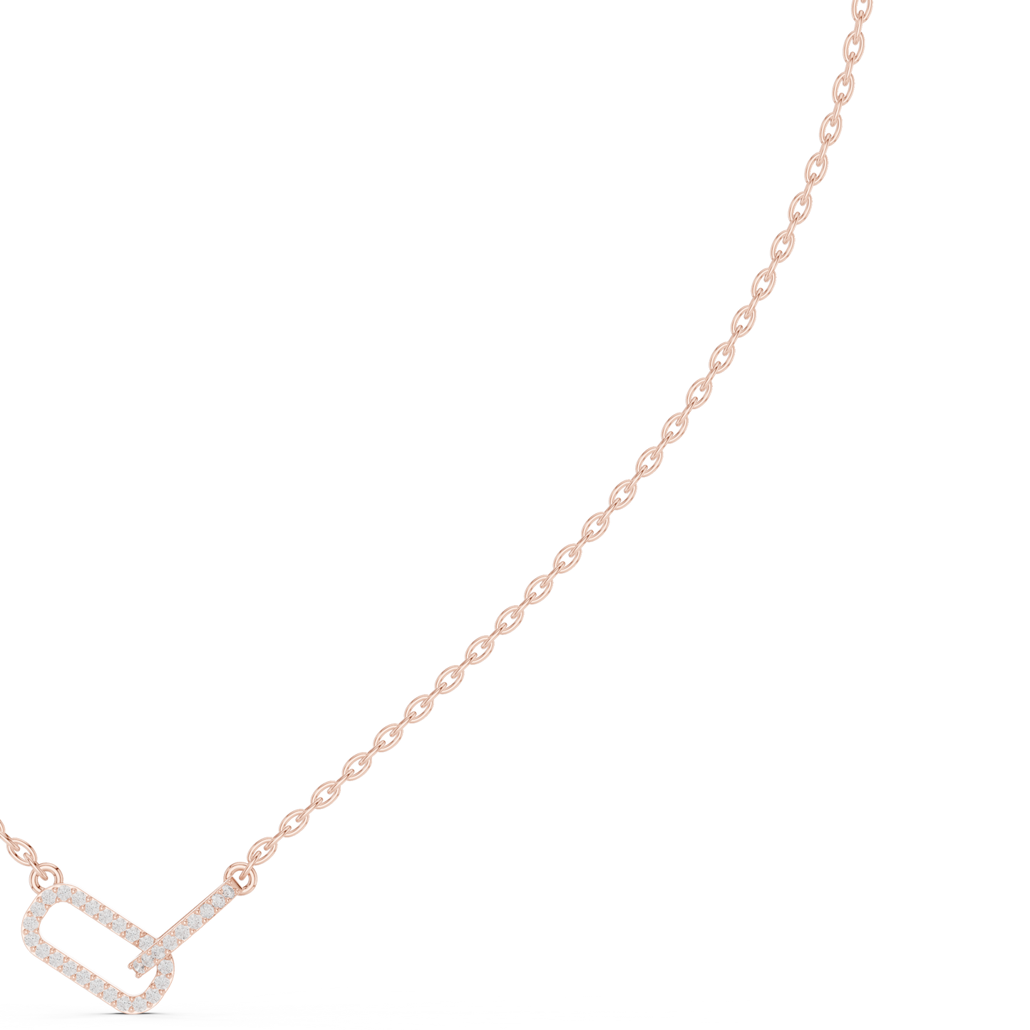 0.3ctw Solid Gold Interlocking Paperclip Link Pendant Diamond Necklace