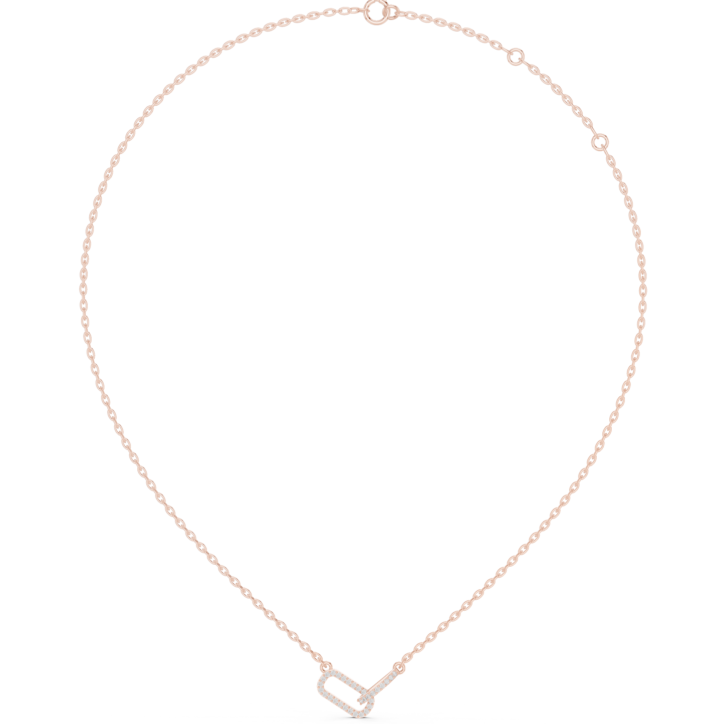 0.3ctw Solid Gold Interlocking Paperclip Link Pendant Diamond Necklace