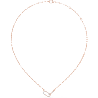 0.3ctw Solid Gold Interlocking Paperclip Link Pendant Diamond Necklace